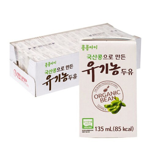[알뜰할인]콩콩아이 국산콩유기농두유 135ml X 24팩(1박스)